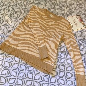 A New Day Tan Zebra Print Sweater Size Small